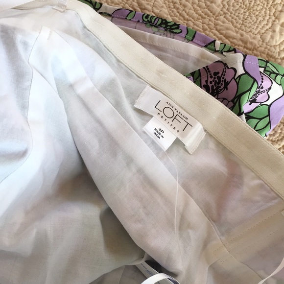 NWT Ann Taylor Loft Strapless Sleeveless Purple Flowers Lined Top 4 Petite 4 P - Picture 6 of 8